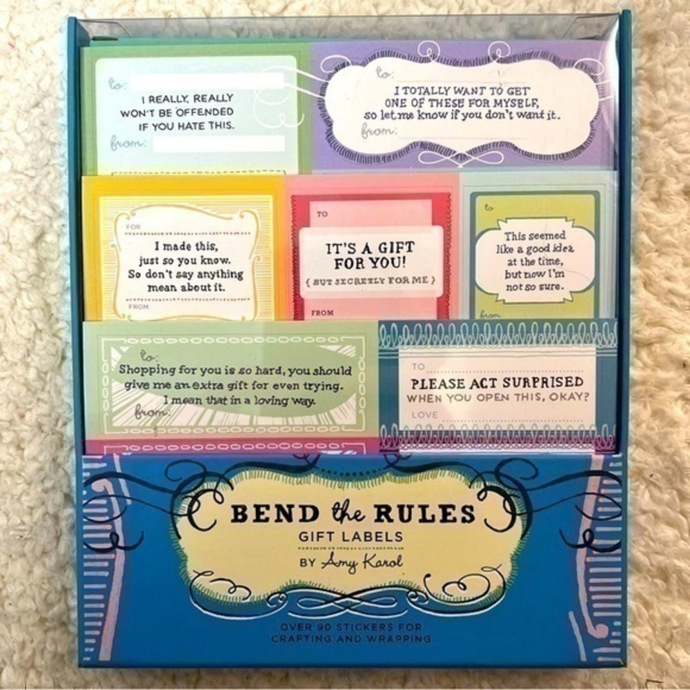 Amy Karol "Bend the Rules" Gift Label Stickers Designed by Artist Karla Baker